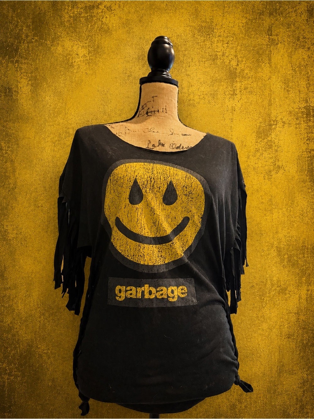 Garbage Band Distressed Fringe Tee – Size Small